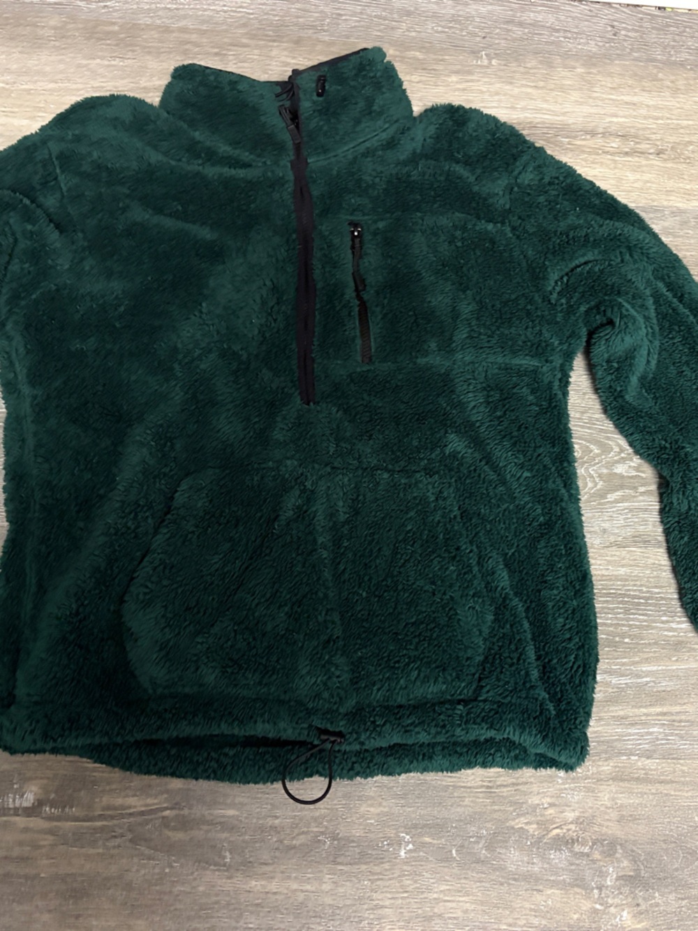 PINK Victoria's Secret Deep Green Teddy Quarter-Zip Pullover
